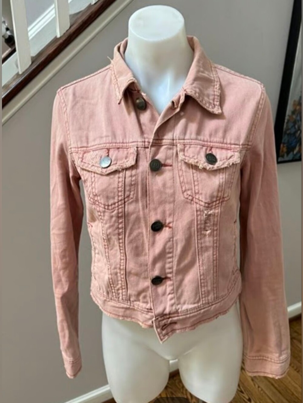 Free People Pink Denim Jacket 2
